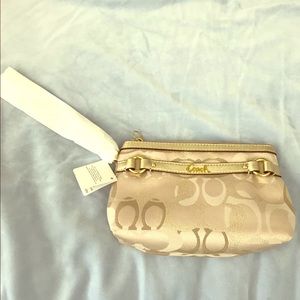 Coach Light Khaki Gold Wristlet